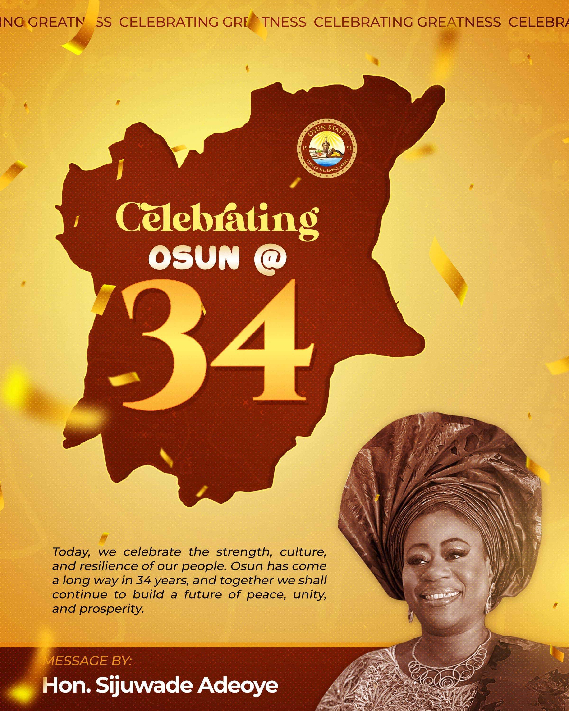 Hon. Sijuwade Celebrates Osun State's 34th Anniversary